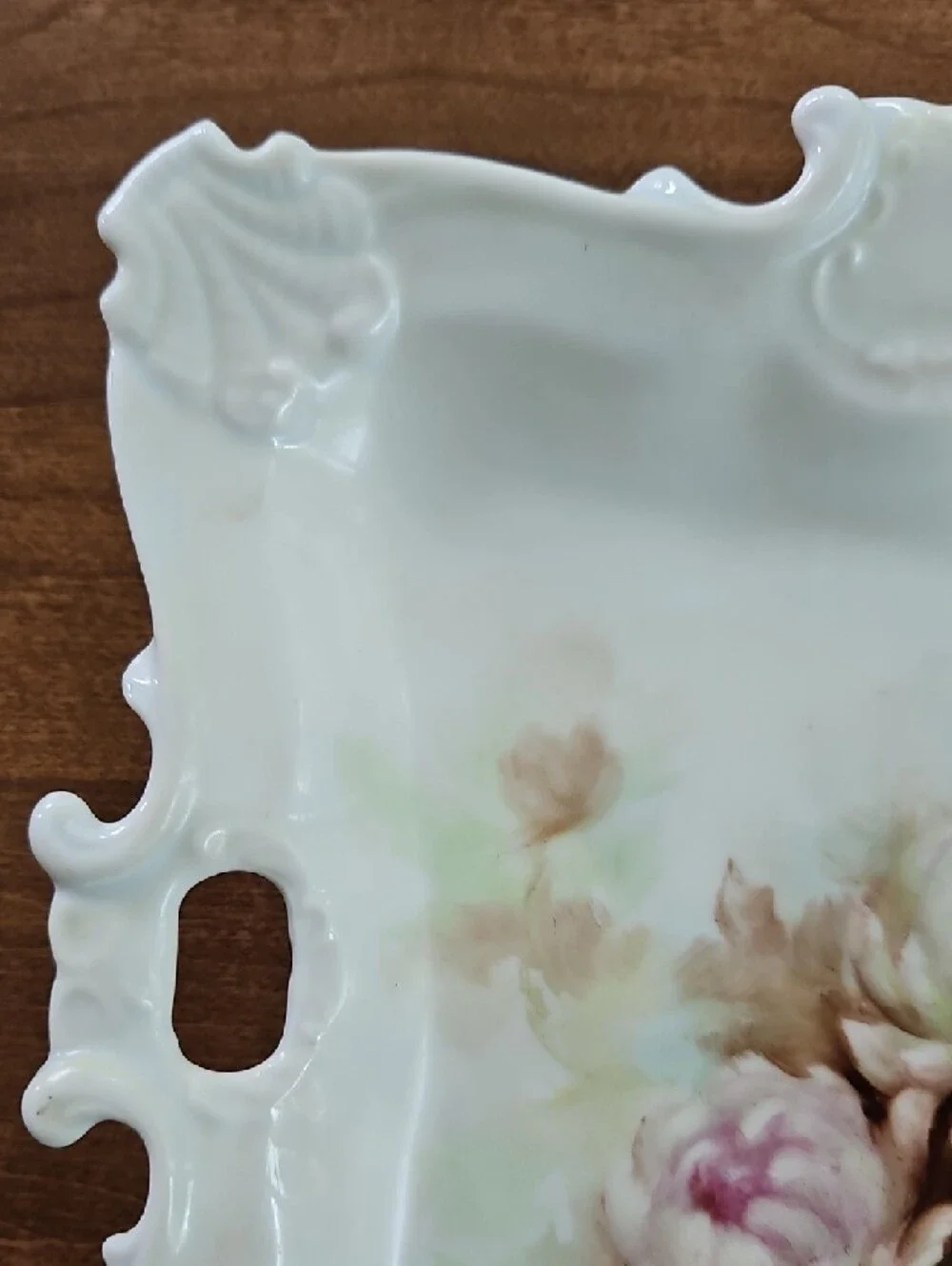 Vintage Hand-Painted Floral Porcelain Square Plate
